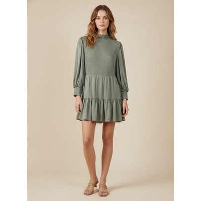 Alice + Olivia Elvira Smocked Bodice Mini Dress,  Cottagecore Peasant Size 8