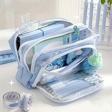 Large Capacity Pencil Case Cute Zipper Pen Pouch Aesthetic School Stationery Bag