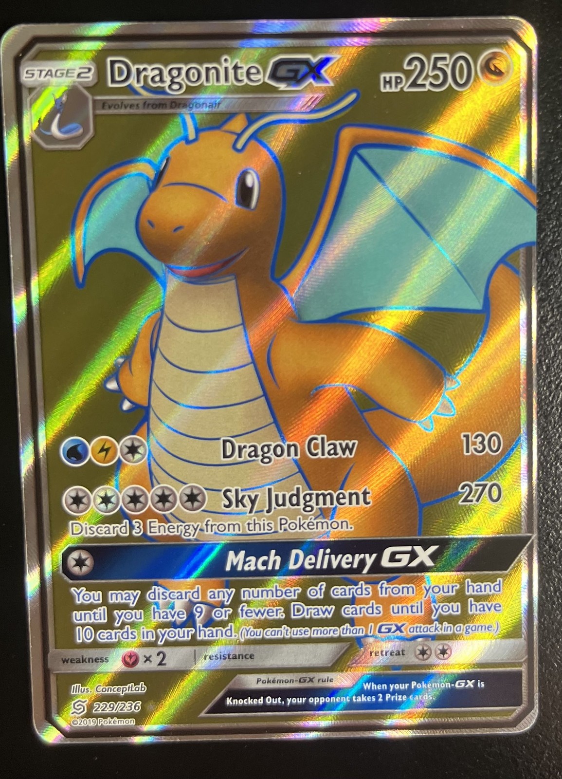 Dragonite GX (Full Art) Ultra Rare SM - Unified Minds 229/236 NM