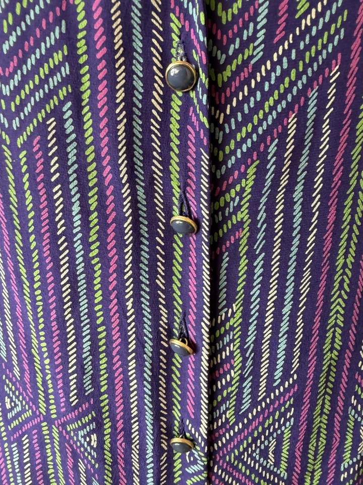 Blusa para mujer Shoshanna azul verdoso rosa estampada manga larga 100 % seda talla 6 Foto 2 de 4