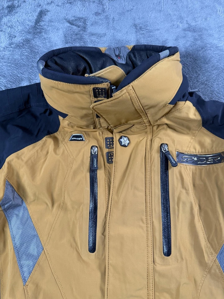 Chaqueta de esquí Spyder para hombre grande amarilla negra Dermizax-EV X-Static aislada nieve Foto 2 de 4