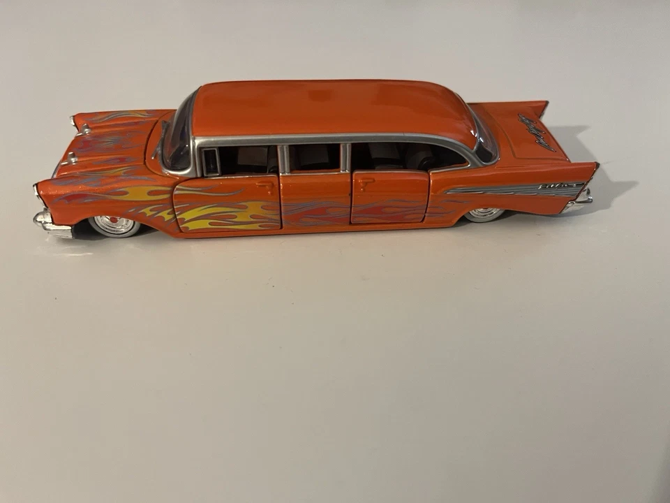 Very Nice *Castline M2 Auto Stretch Rods 1959 Cadillac 1:64 -orange with Flames - Image 2 of 4