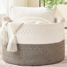 KAKAMAY Large Blanket Basket 20"x13" ,Woven Baskets for storage Baby Laundry...