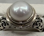 EFFY 925 Silver & 18K GOLD  Pearl Dome Ring Sz 7