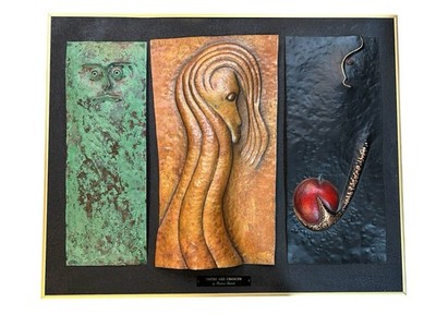 Richard Leibold Copper Repoussé Art Sculpture  There Are Choices  Religious