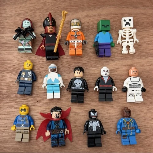 14 Piece Lot Lego Minifigures Minecraft Disney Marvel DC StarWars W/ Accessories