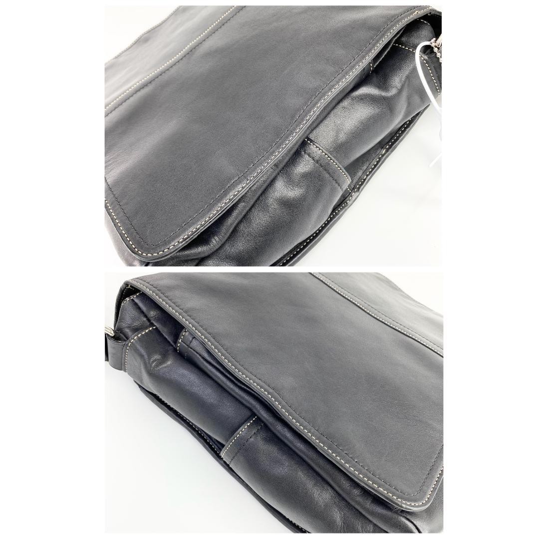 COACH F70105 Shoulder Bag Messenger Bag Black Leather Authentic thumbnail 6