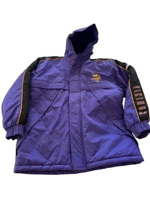 Minnesota Vikings Vtg Puffer Jacket 90s PUMA Youth XL Purple NFL Full Zip