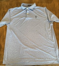 Peter Millar Crown Crafted XL Light Blue Geometric Polo Shirt Short Sleeve Butt  