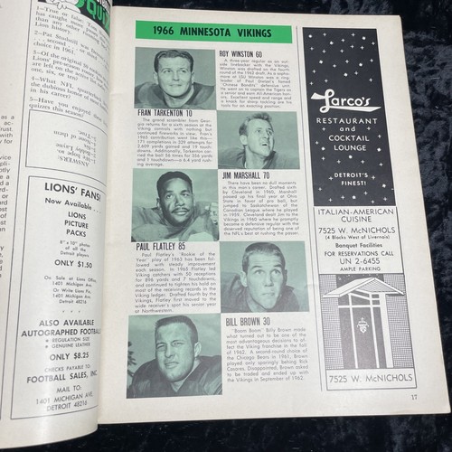 Rare NFL program Minnesota Vikings vs Detroit Lions December 11, 1966 - Picture 6 of 17