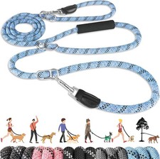 Blue 10FT No Pull Hands Free Dog Lead Tangle Free Reflective