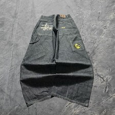 Baggy Nu Wear Black Carpenter Wide Leg Jnco Style Skater Y2k Raw Denim Jeans 36