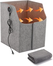 Under Desk Heater with Blanket, Foldable Space Heater with Timer & Thermostat, E