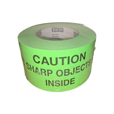 #ad Uline S 7383 quot;Caution Sharp Objects Insidequot; 3quot;x5quot; Stickers Labels Roll Of 500 $21.24