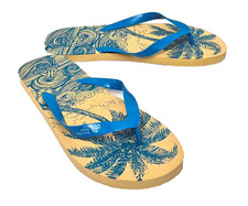 JA Palm Tree Court Dubai Mens Blue Tropical palm tree Flip Flops Size UK 8-9