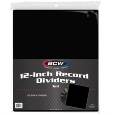Pack of 25 BCW Tall Full Header Black 33RPM LP Vinyl Record Album Dividers