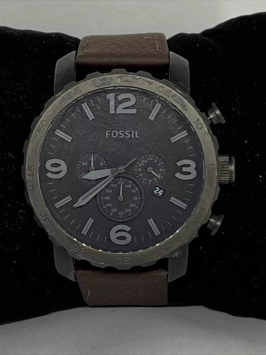 Fossil Nate JR1401 Men's Leather Black Analog Dial Quartz Genuine Watch HO430