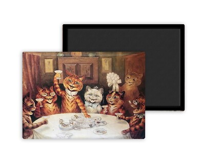 Katze Party Gemälde - Louis Wain - Magnet Kühlschrank 54x78mm