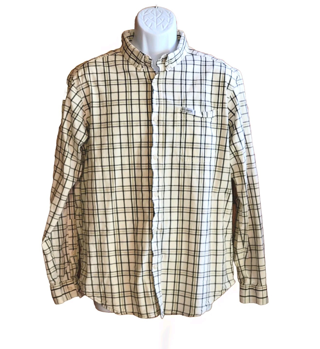Columbia Button Down Long Sleeve Casual Shirt Men's Sz L Blue/Green Plaid