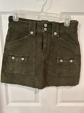 NWT AE Super High Rise A-Line Corduroy Cargo Skirt, Women Size 4 Stretch, Green
