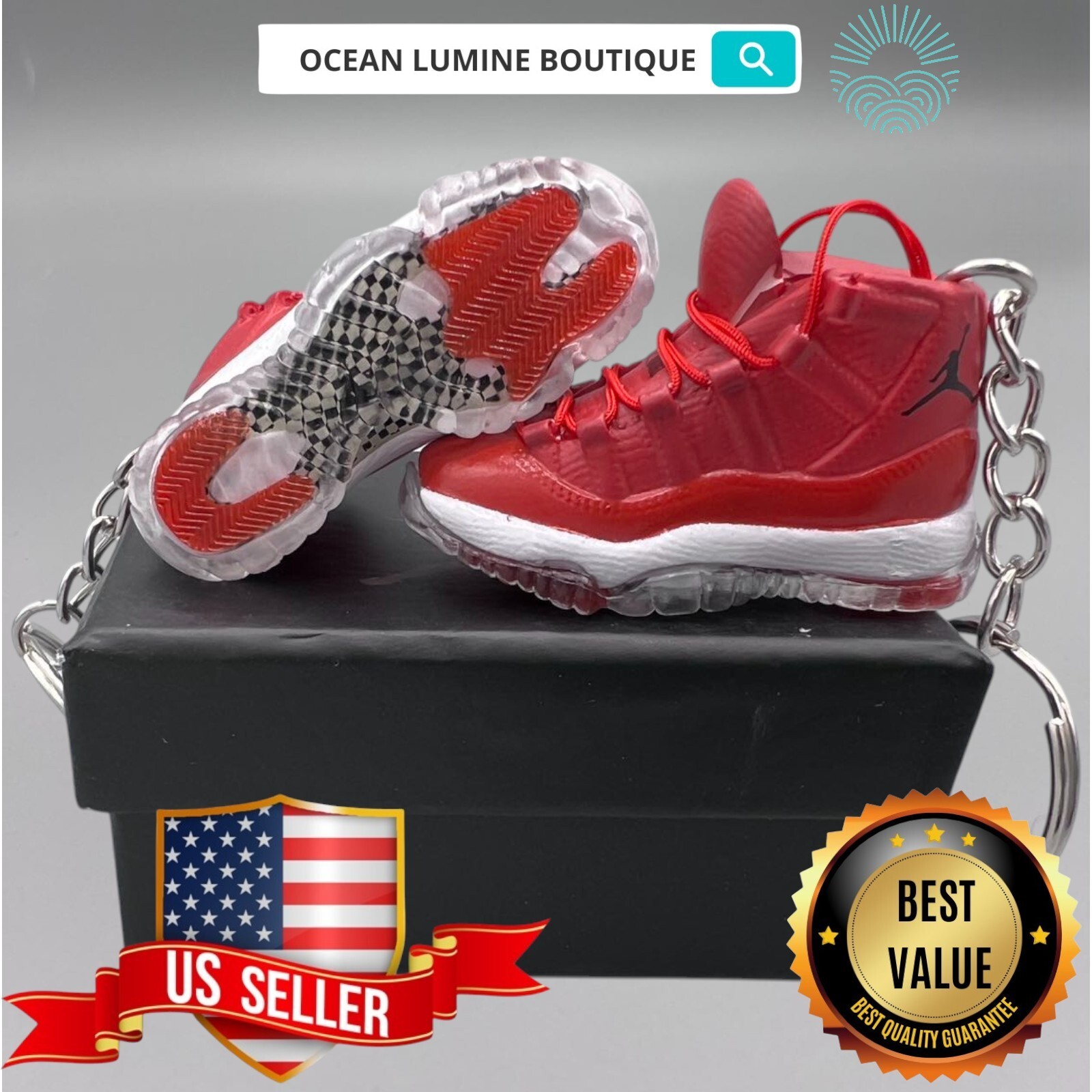 Air Jordan 3D Mini Sneaker Keychain, Shoe Keyring Shoe Box, Display Box Option