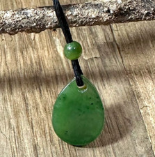 20mm Genuine Natural Nephrite Jade Teardrop Pendant on Cord