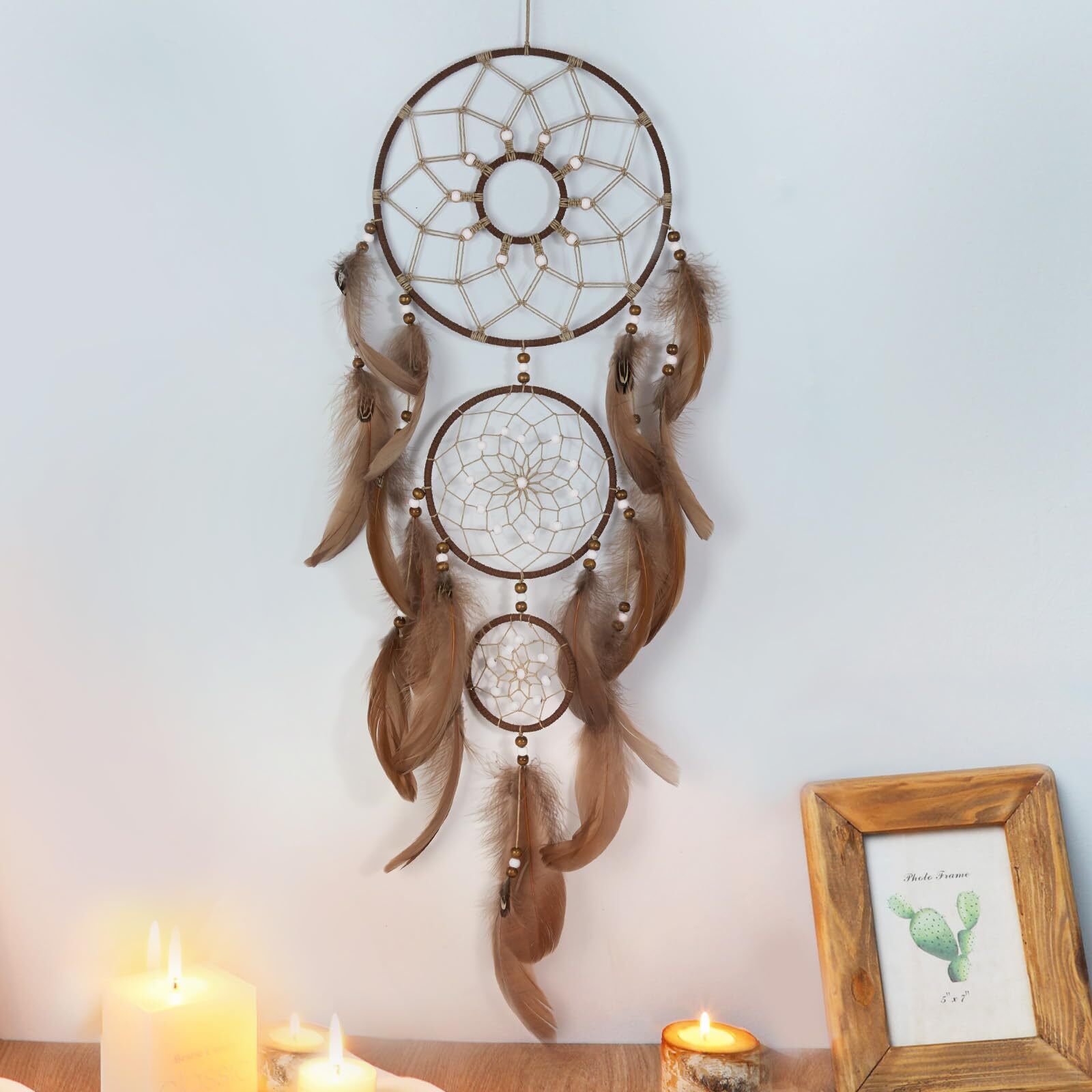 Large Dream Catchers, Native American Wall Hanging Decor with Beads for Adult...