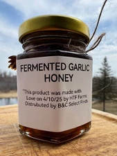 Fermented Garlic Honey Glass Jar Wooden Dipper Minnesota Chef Curated USA Made