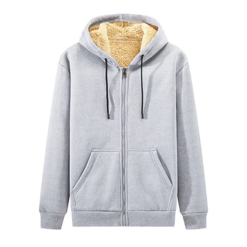 Mens Fleece Fur Hooded Jacket Coat Zip Up Warm Hoodie Sweatshirt Outwear *USA - Bild 10 von 14