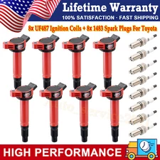 UF487 Ignition Coil + Spark Plug 1483 For Toyota Tundra V8 4.6L 4.7L 5.7L 2010