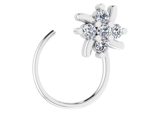 0.06Cts Natural Diamond 925 Sterling Silver Women Nose Ring Jewelry