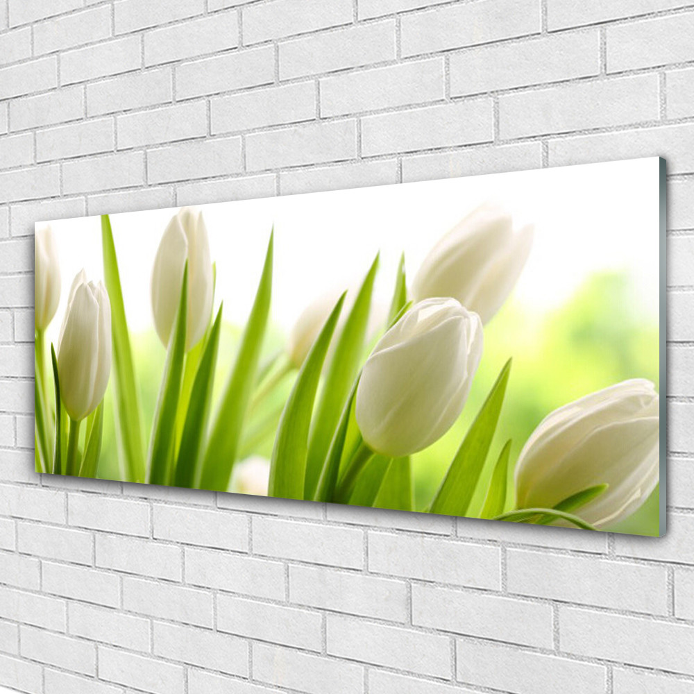 Tableau de tulipes Tulup pour salon moderne décoration murale vitrée 125x50cm