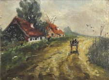 M. Levenau - Expressive Painting 1963: KATEN AM WEGESAND / Northern Germany