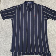 Polo Ralph Lauren Shirt Mens XL Striped Vintage Blue Yellow Cotton Short Sleeve