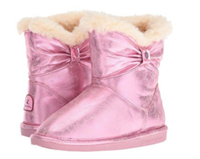 NEW BEARPAW ROBYN PINK WINTER BOOTS GIRLS 4 YOUTH 4 FLEECE LINED