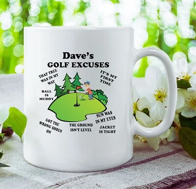 MHP Funny Personalised GOLF MUG / Funny Golfers Mug, Golf Excuses, Gift for golfer