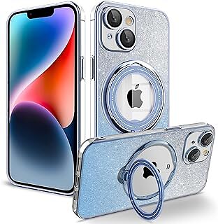 SKYLMW for iPhone 7/8 Case|iPhone SE Case Glitter with Rotatable Ring Stand Comp