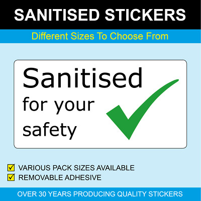 Für Ihre Sicherheit Sanitized Aufkleber Wählen Sie Aus 3 Größen