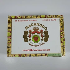  Macanudo Montego y Cia Portofino Cafe Empty Wooden Cigar Box ~ approx. 7"x5"x3"