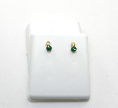 4 MM SAPHIR ODER SMARAGD RUNDE PERLEN 18K GELBGOLD OHRSTECKER NEU IM KARTON # J244