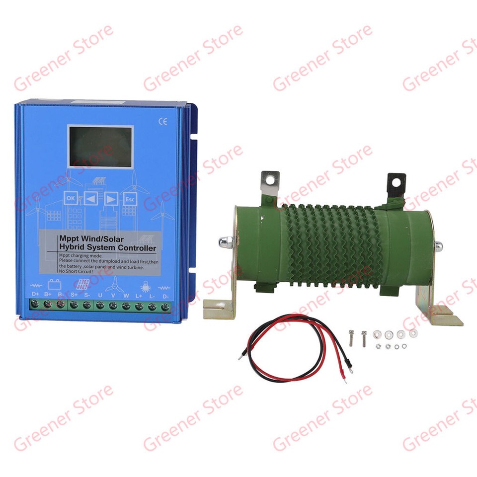 Shipibroad Wind Solar Hybrid Regler, 12V/24V/48V Automatischer MPPT Off Grid Hybrid Laderegler Lcd Display