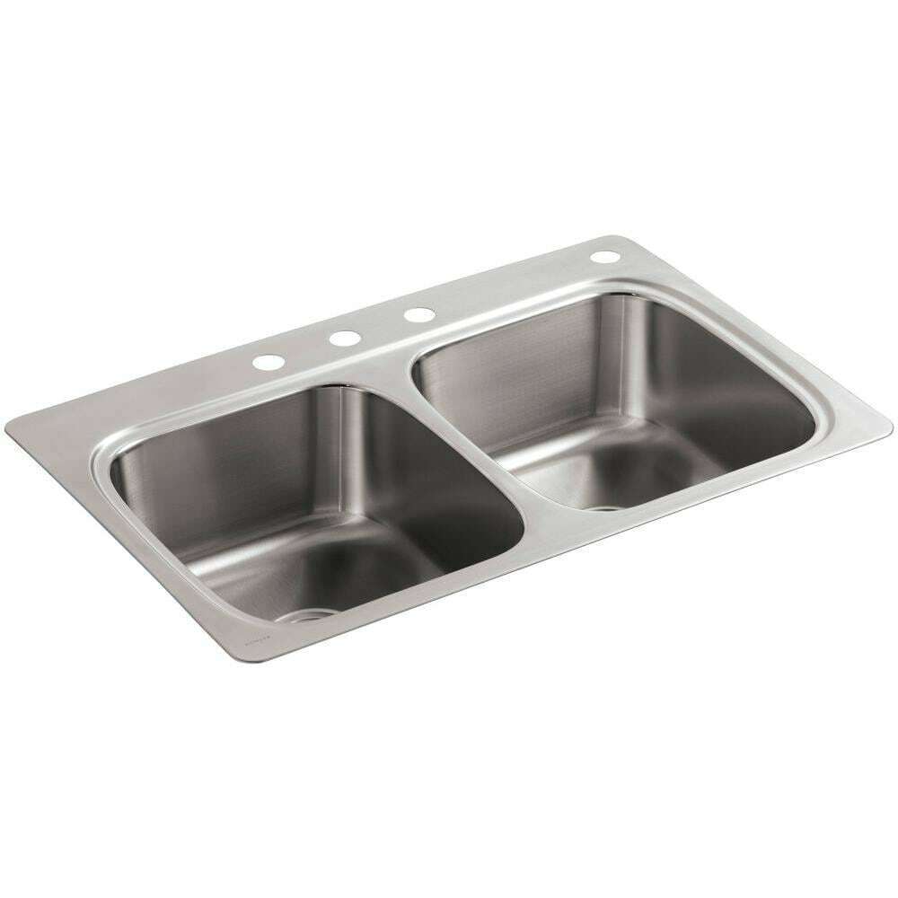 Verse Drop-In Stainless Steel 33 in. 4-Hole Double Bowl Kitchen Sink Verse Drop-In Stainless Steel 33 in. 4-Hole Double Bowl Kitchen Sink