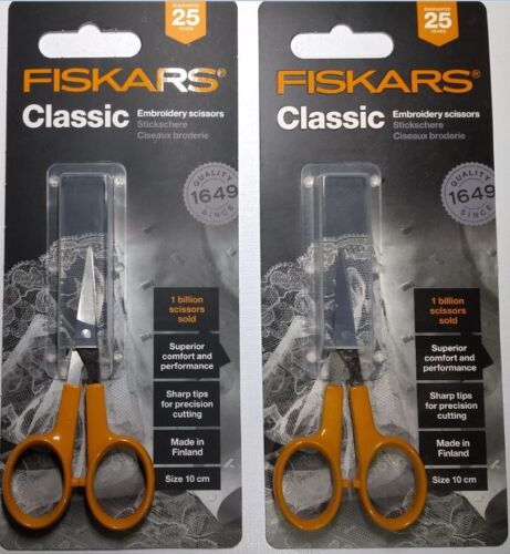 2 X Fiskars Classic Embroidery Scissors 10cm/4in - Sharp tips - Picture 3 of 4