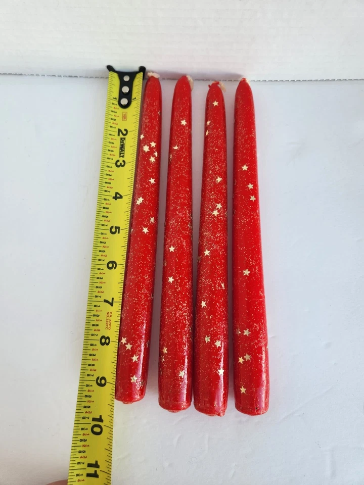 Juego de 4 velas de Navidad de invierno vintage con estrellas brillantes doradas con tracción trasera  Foto 3 de 4