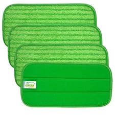 Turbo Microfiber Green Reusable Washable Mop Pads 4-Count