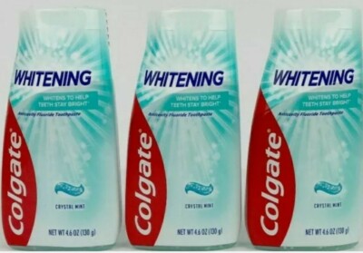 Lot of 3 - Colgate Whitening Crystal Mint Toothpaste 4.6 oz. Exp 01/2027