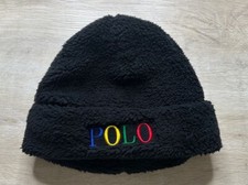 NWOT Polo Ralph Lauren Youth Hat Black Polo Logo Script Multicolor Beanie