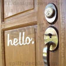 HELLO BYE GOODBYE Home Doorway Foyer Quote Vinyl Wall Decal Decor Sticker Art