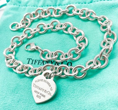 Tiffany & Co. Return to Tiffany Heart Tag Pendant Necklace Silver 15''
