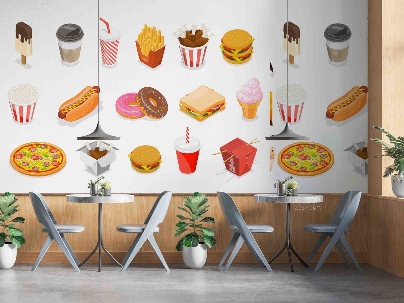 3D Fast Food Illustration Wall Murals Wallpaper Murals Wall Sticker 2